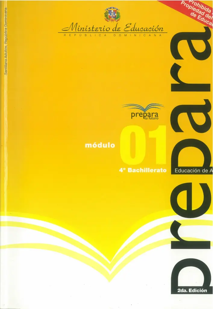 Módulo 1 - 4° Bachillerato (Prepara) PDF 2 Portada del Módulo 1 de 4to de Bachillerato del programa Prepara del MINERD