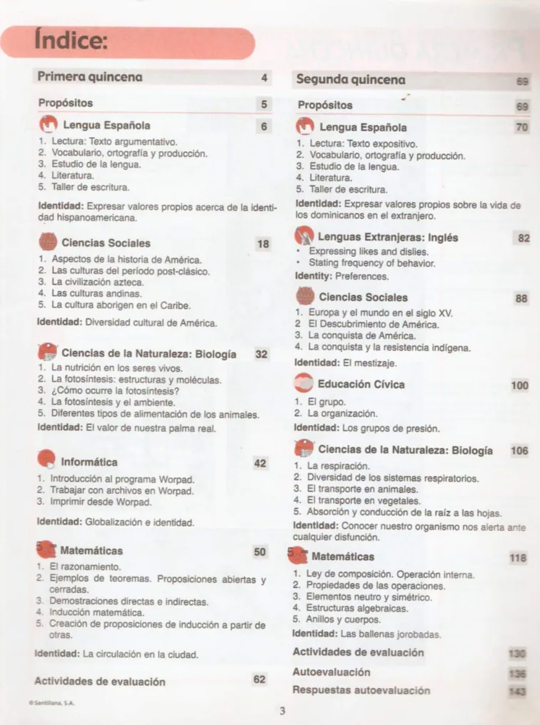 Índice del Módulo 1 Prepara de 2do de Bachillerato