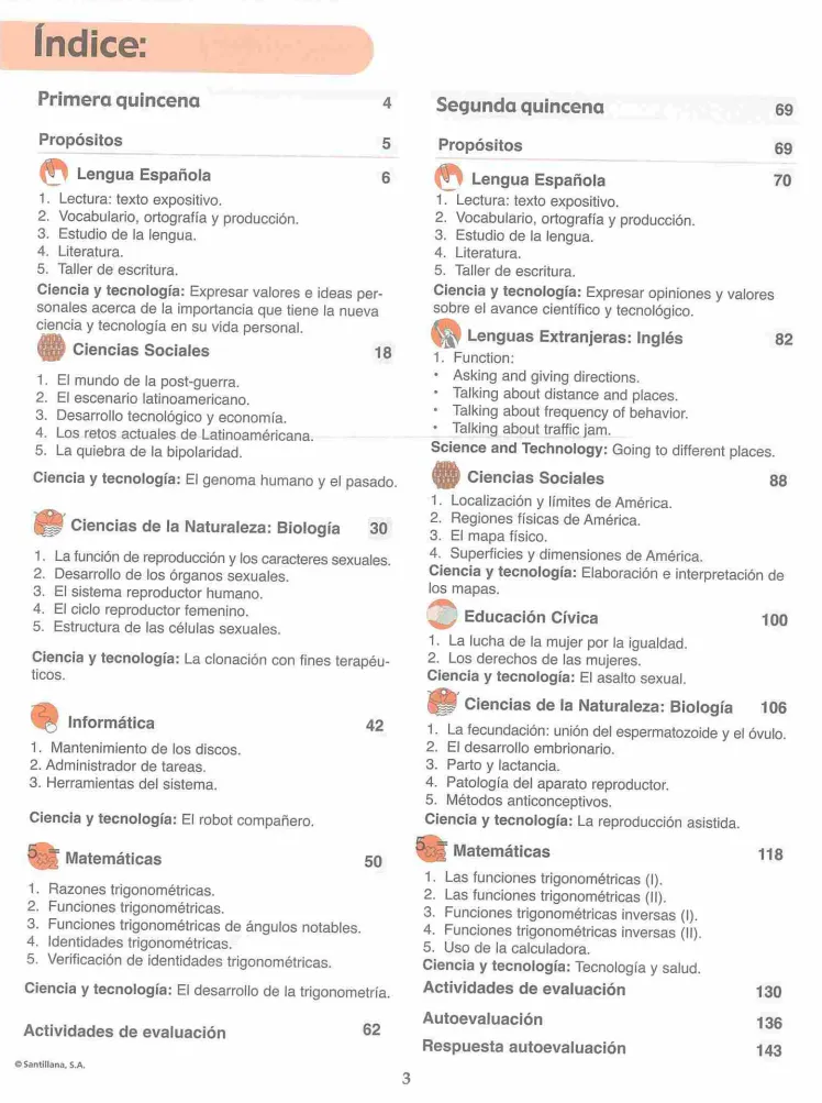 Índice del Módulo 5 Prepara de 2do de Bachillerato