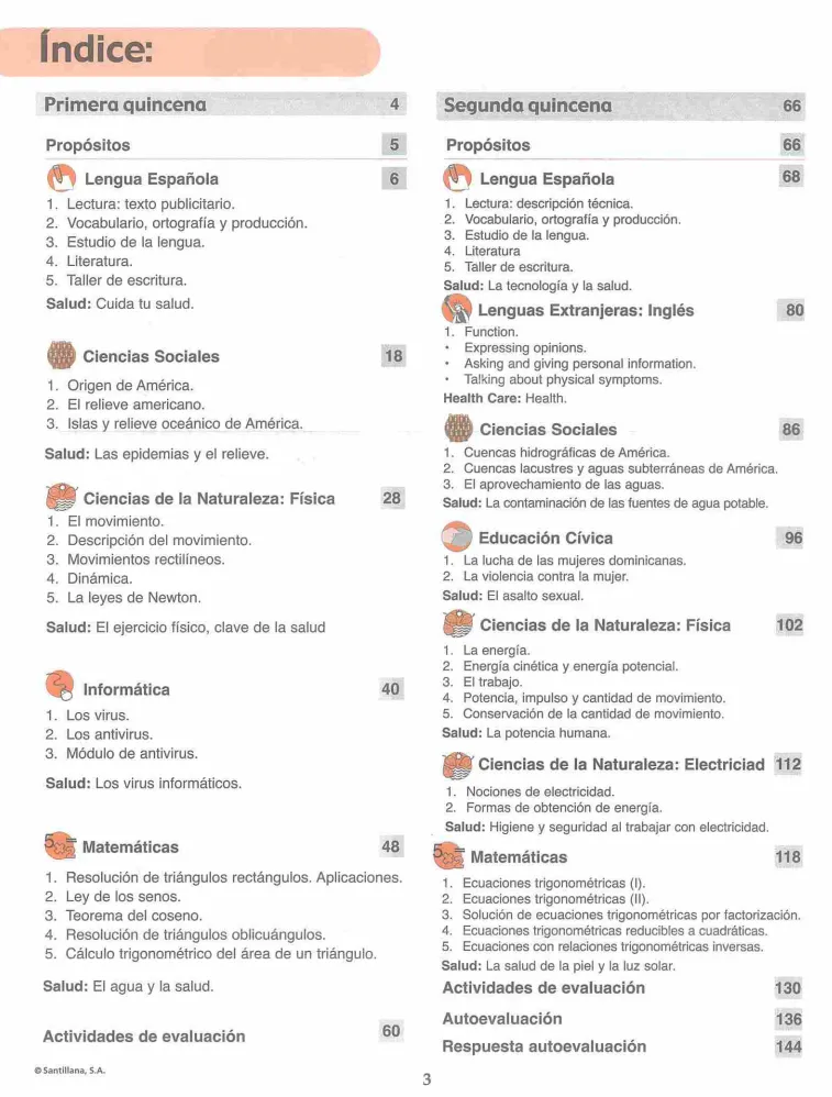 Índice del Módulo 6 Prepara de 2do de Bachillerato