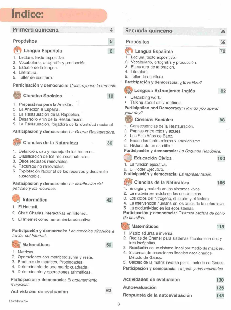 Índice del Módulo 3 Prepara de 3ro de Bachillerato